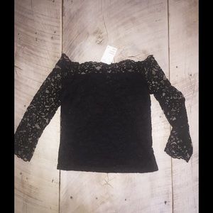 H&M Fitted black lace off the shoulder top